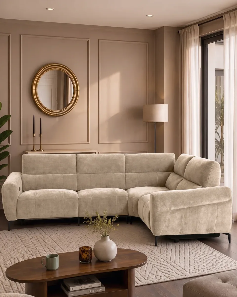 Rhys champagne chenille right hand facing small corner sofa - Image 4