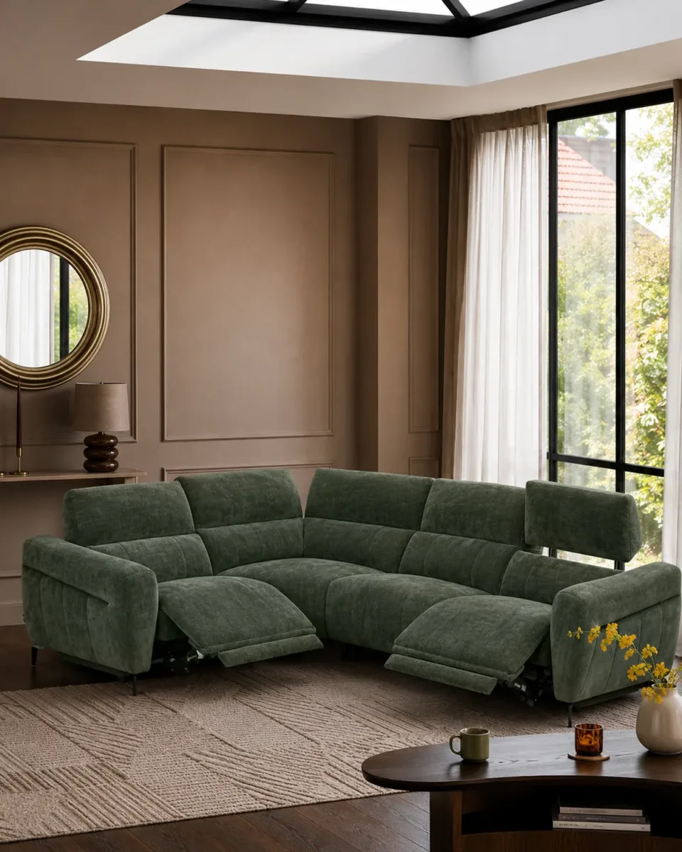 Rhys dark green chenille left hand facing small corner sofa - Image 2