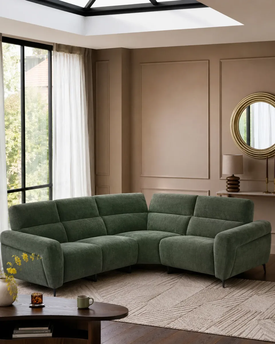 Rhys dark green chenille right hand facing small corner sofa - Image 3