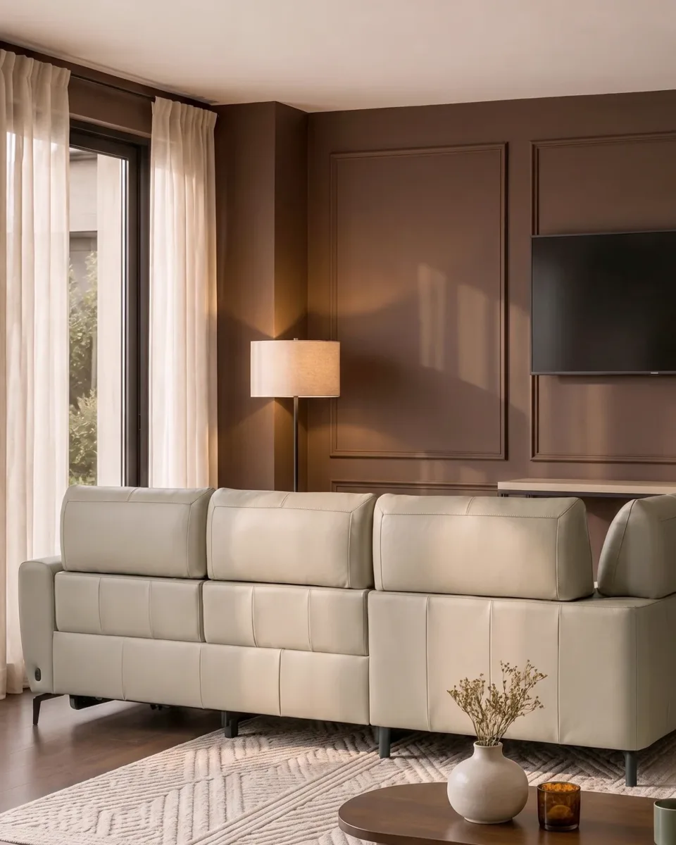 Rhys natural leather left hand facing small corner sofa - Image 4
