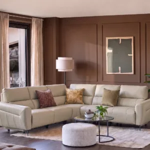 Rhys natural leather large corner sofa