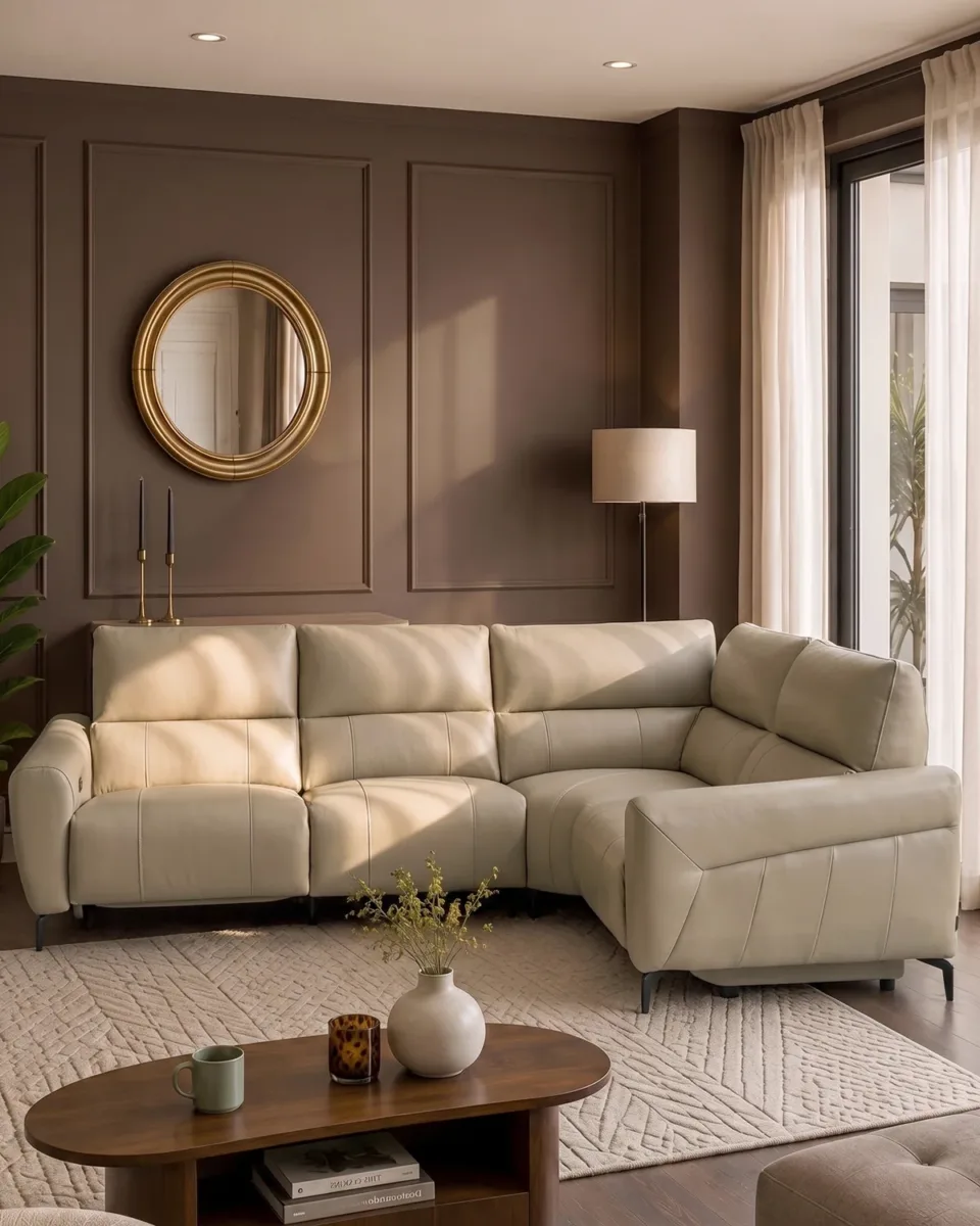 Rhys natural leather right hand facing small corner sofa - Image 3