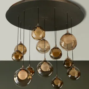 Riley mocha glass 12 LED light adjustable drop pendant