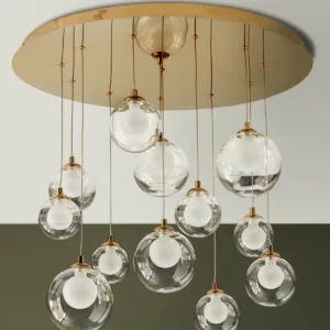 Riley clear glass 12 LED light adjustable drop pendant