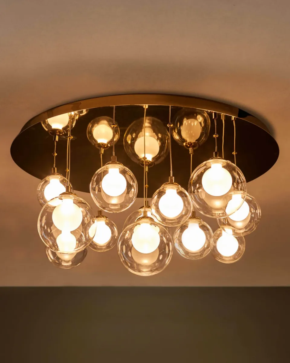 Riley clear glass 12 LED light adjustable drop pendant - Image 4
