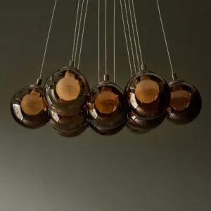Riley mocha glass LED light cluster bubble pendant