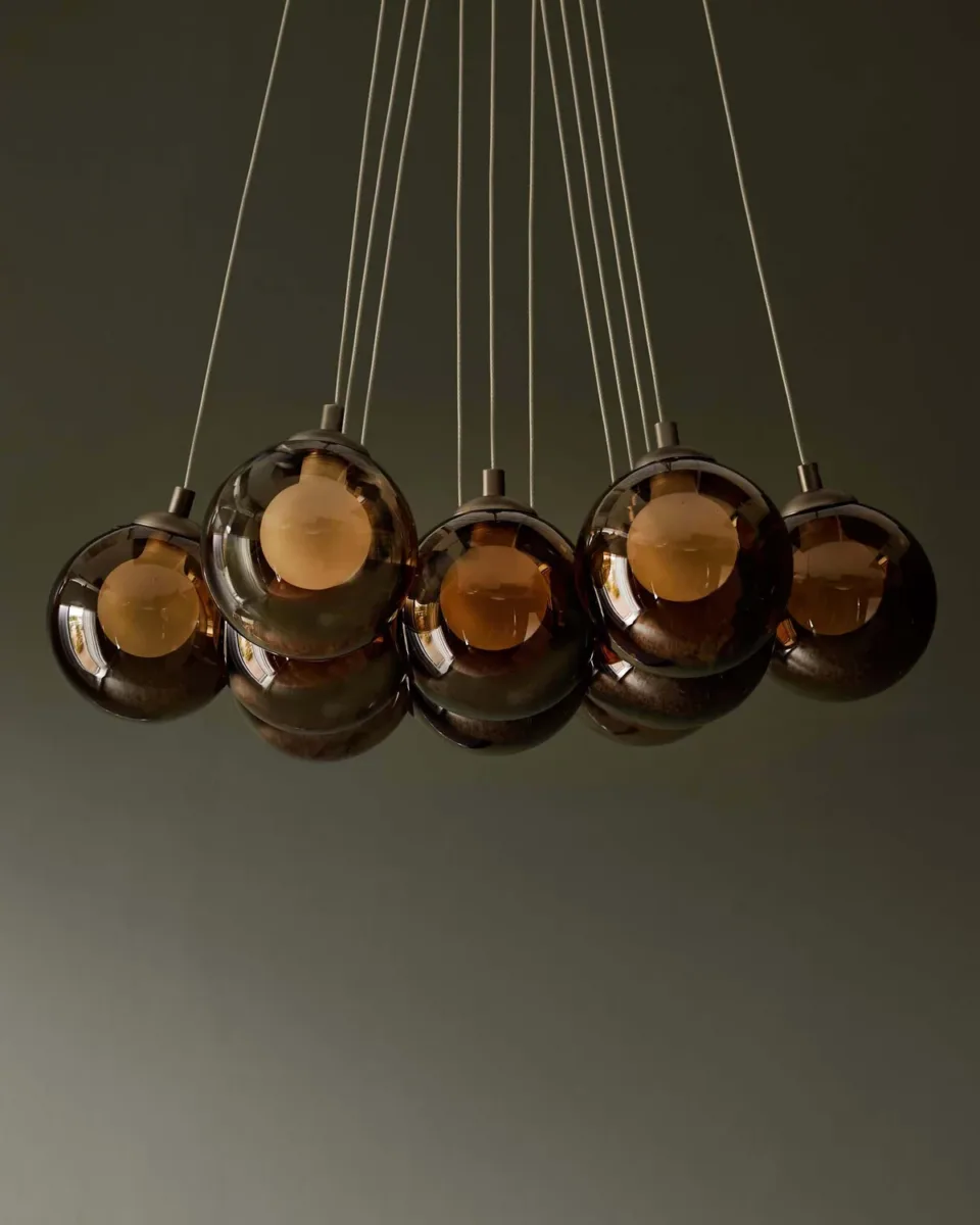 Riley mocha glass LED light cluster bubble pendant