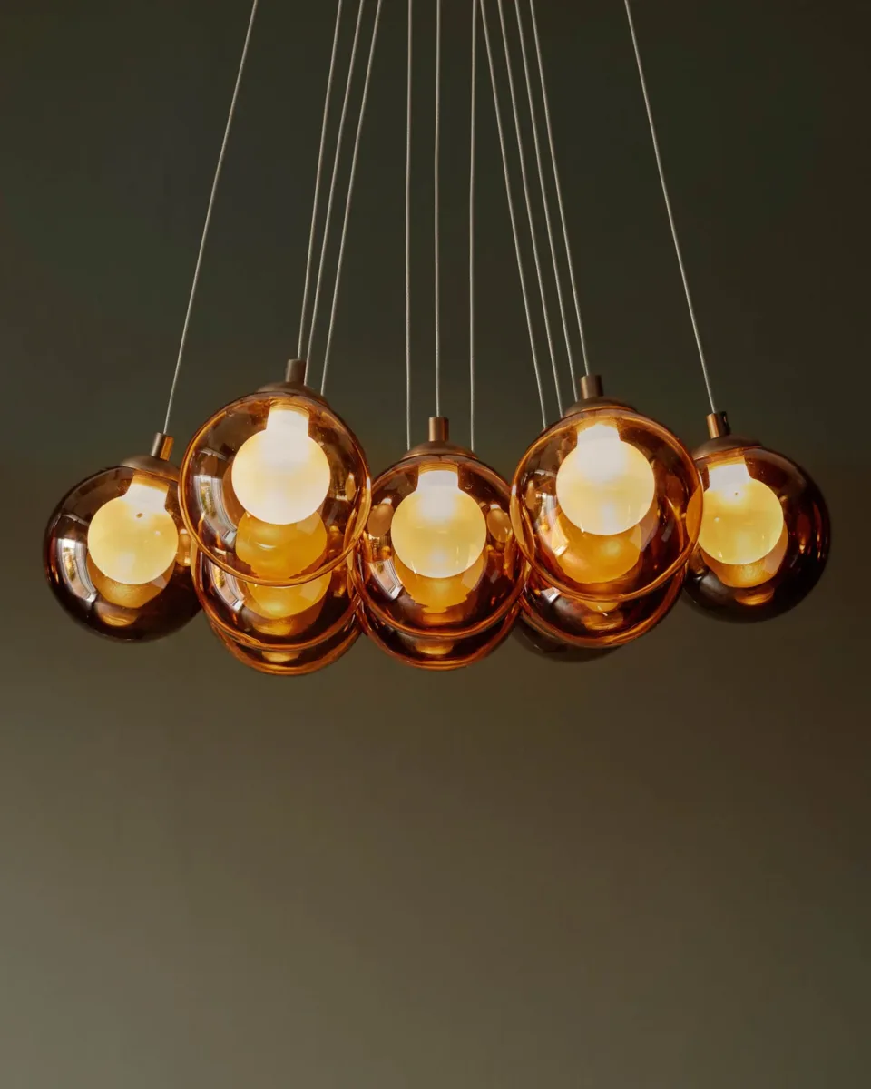 Riley mocha glass LED light cluster bubble pendant - Image 2