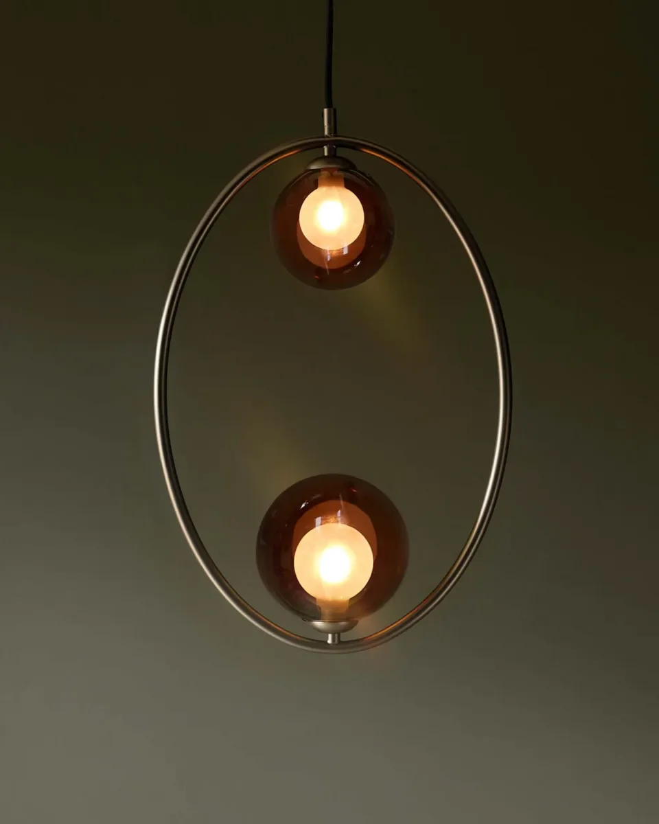 Riley mocha glass 2 light adjustable pendant - Image 2