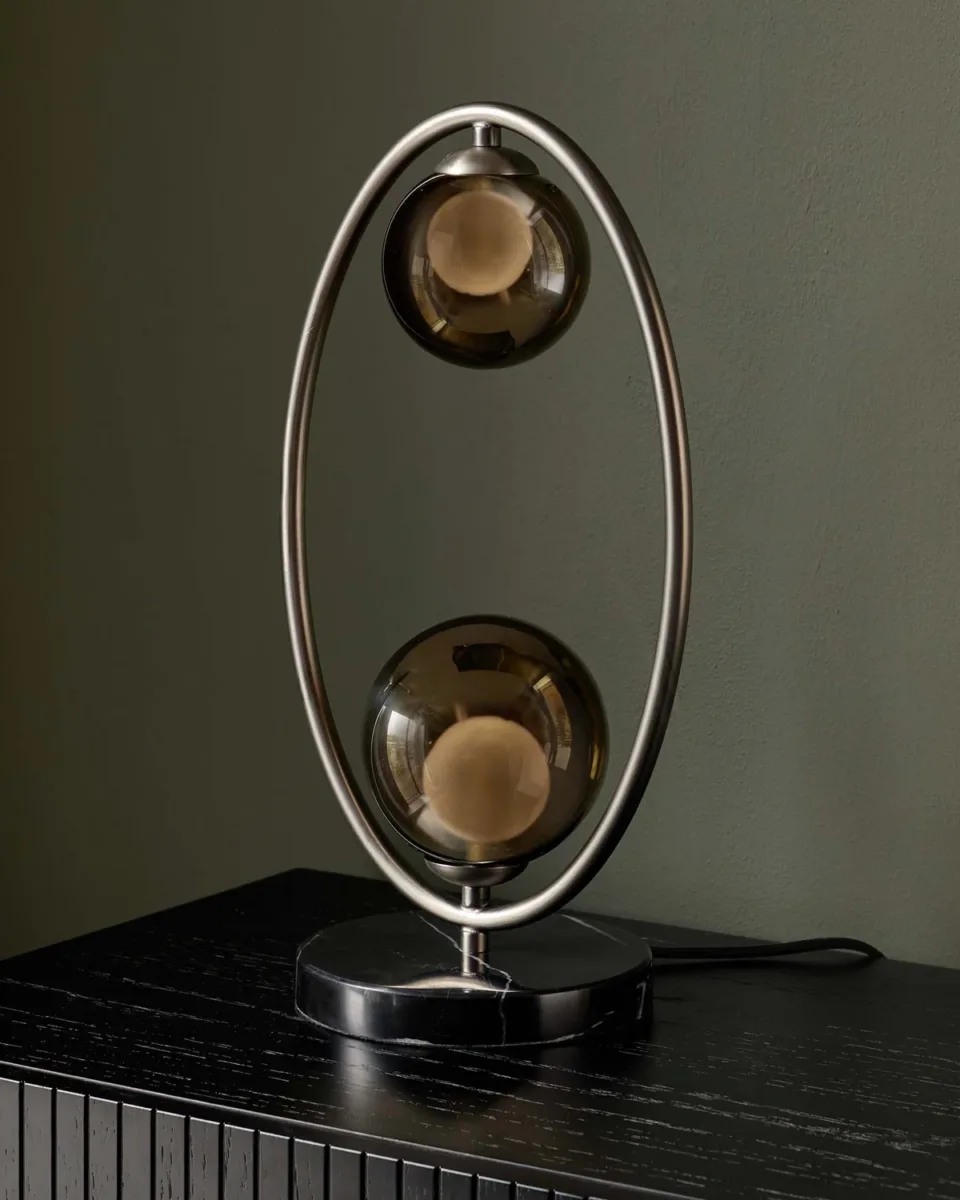 Riley mocha glass 2 light table lamp