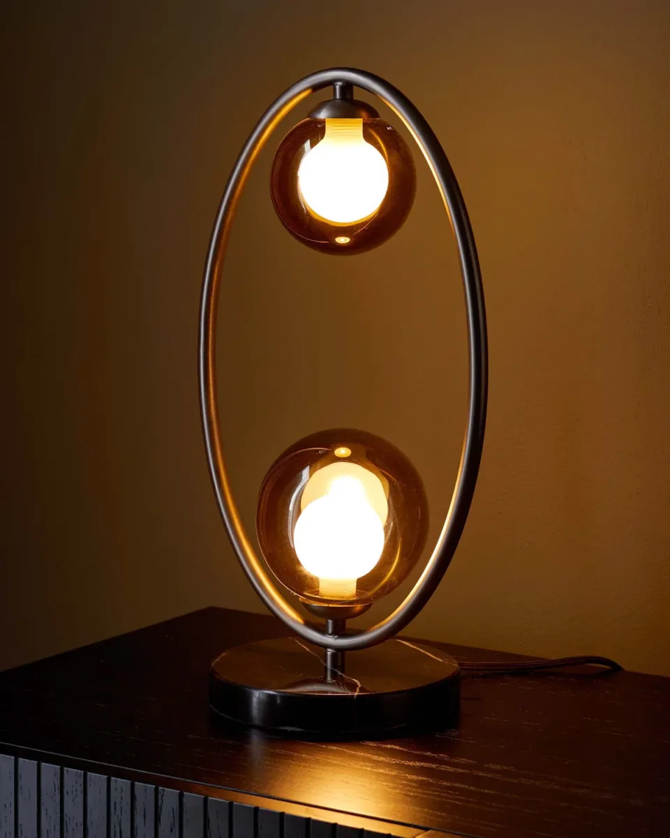 Riley mocha glass 2 light table lamp - Image 2