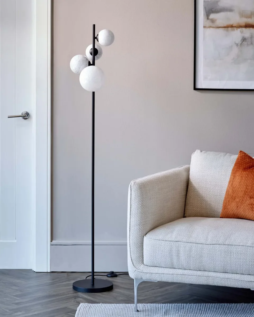 Riley Marble Look 4 Light Glass Floor Lamp