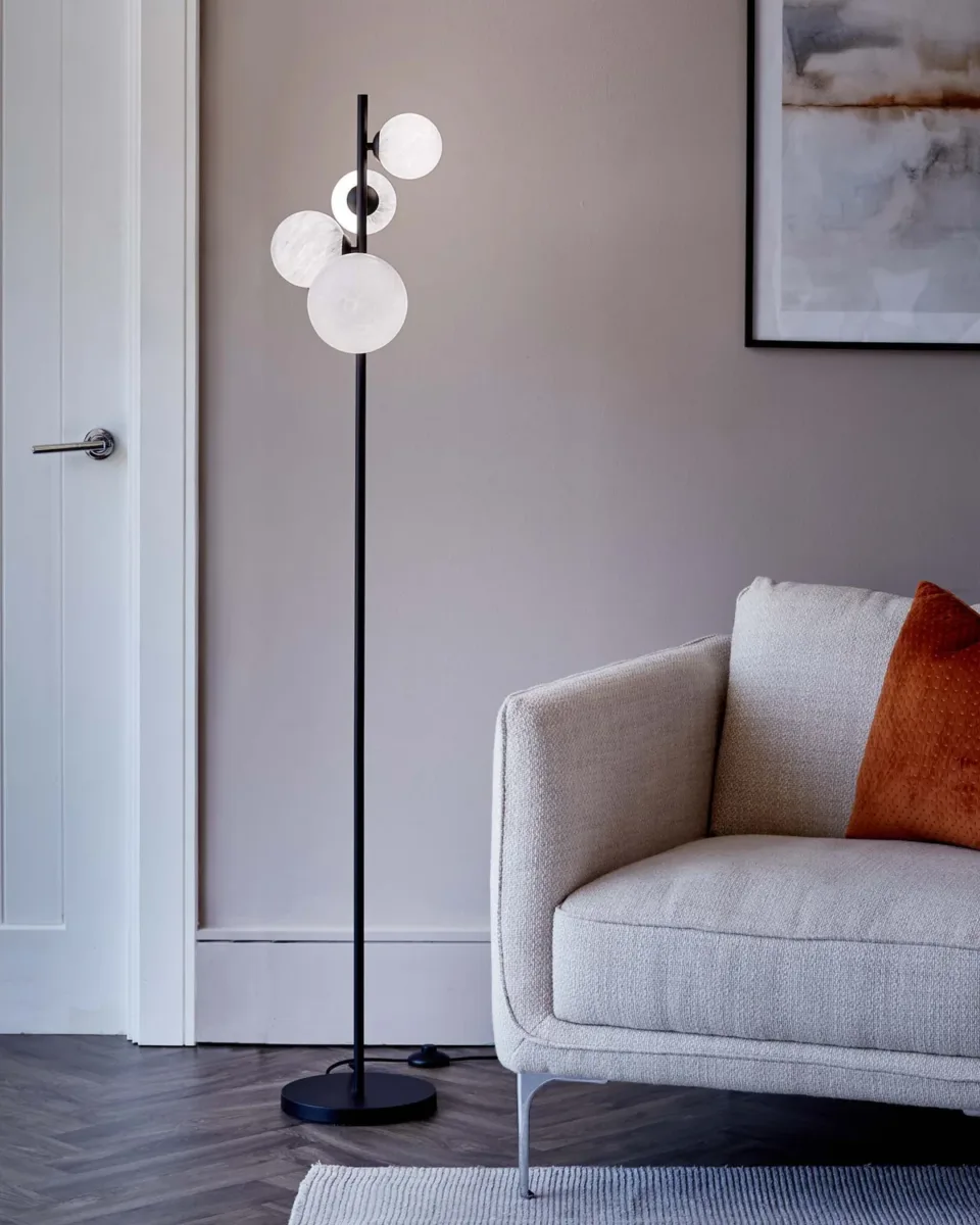 Riley Marble Look 4 Light Glass Floor Lamp - Image 2