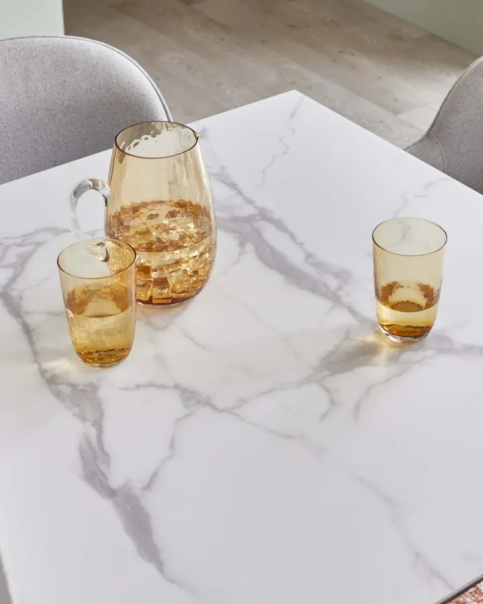 Riley White Marbled Ceramic Extending 8 to 10 Seater Dining Table - Image 3