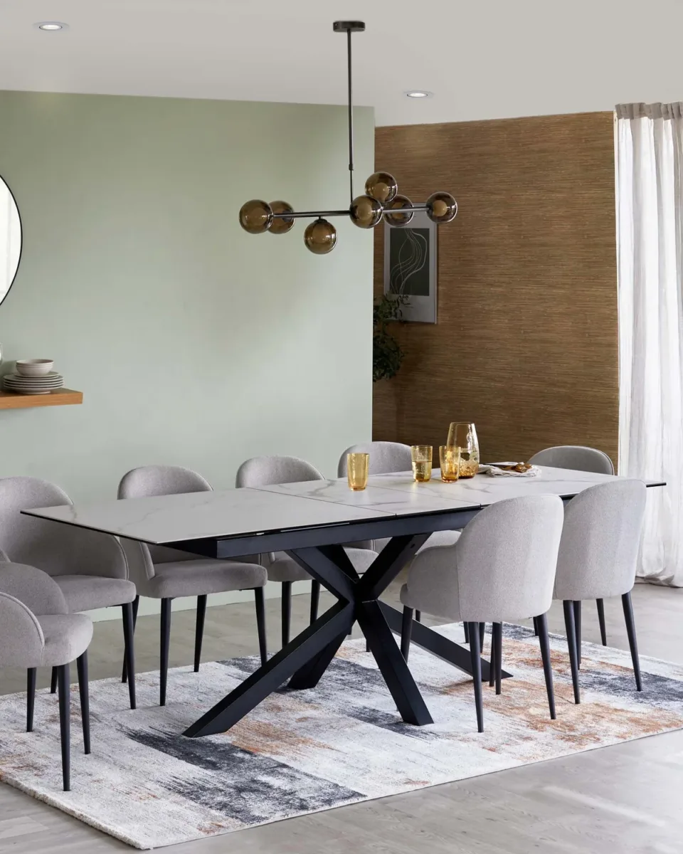 Riley White Marbled Ceramic Extending 8 to 10 Seater Dining Table - Image 2