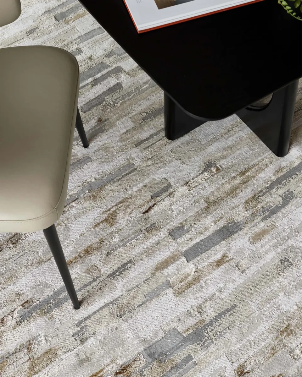 Rowan mixed metallics textured large rug - Image 3