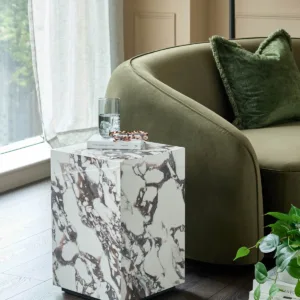 Russo white calacatta ceramic side table
