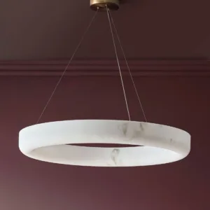 Sadie natural alabaster effect large round pendant light