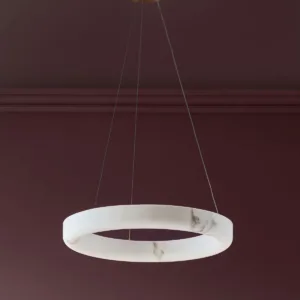 Sadie natural alabaster effect small round pendant light