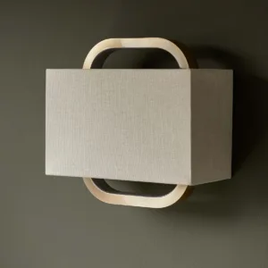 Sanza natural linen and brushed bronze wall light