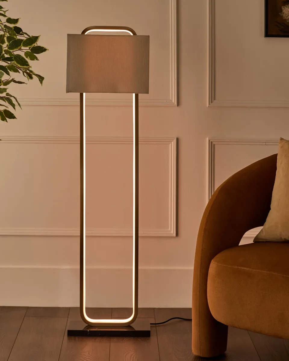 Sanza natural linen floor lamp - Image 3