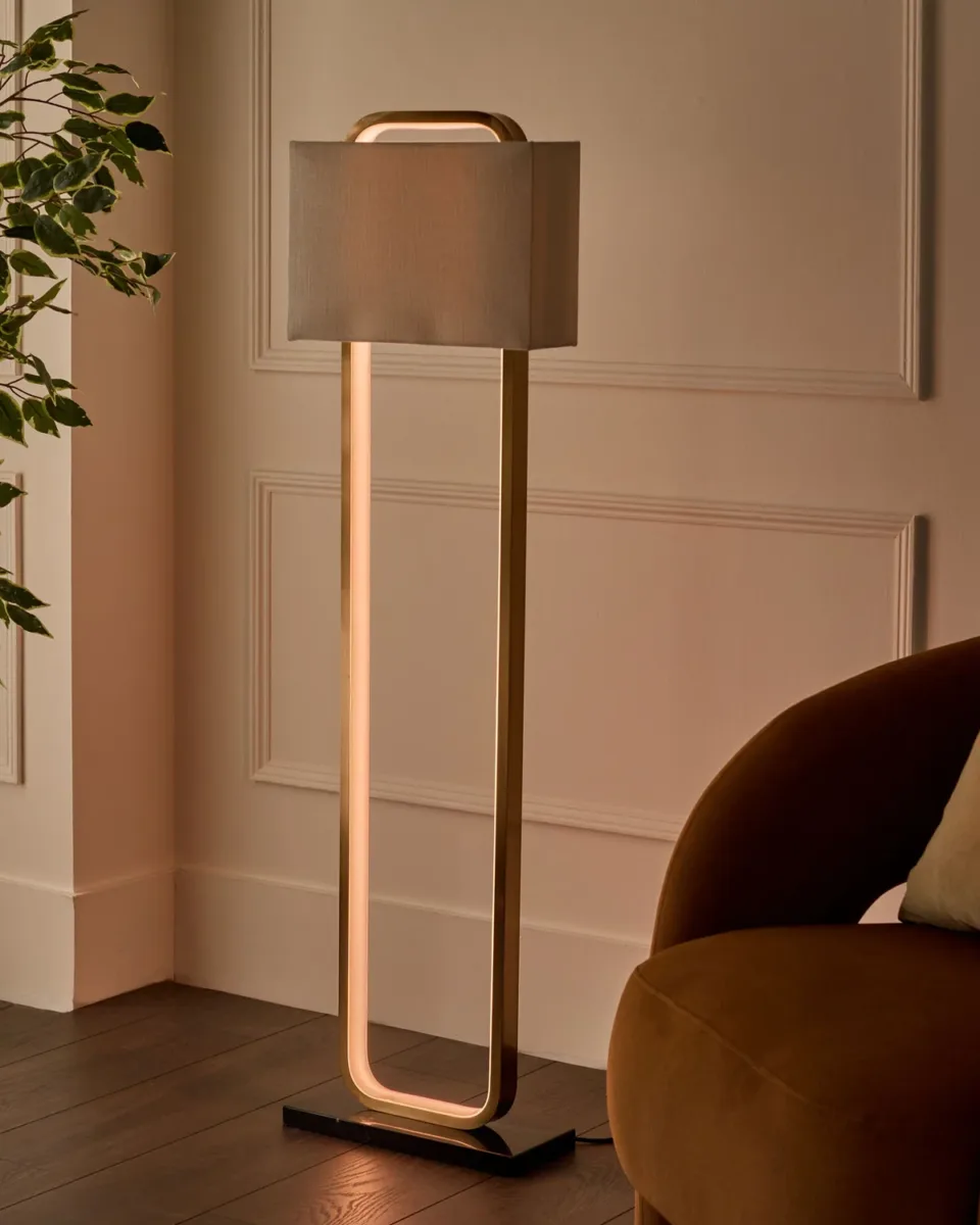Sanza natural linen floor lamp - Image 2