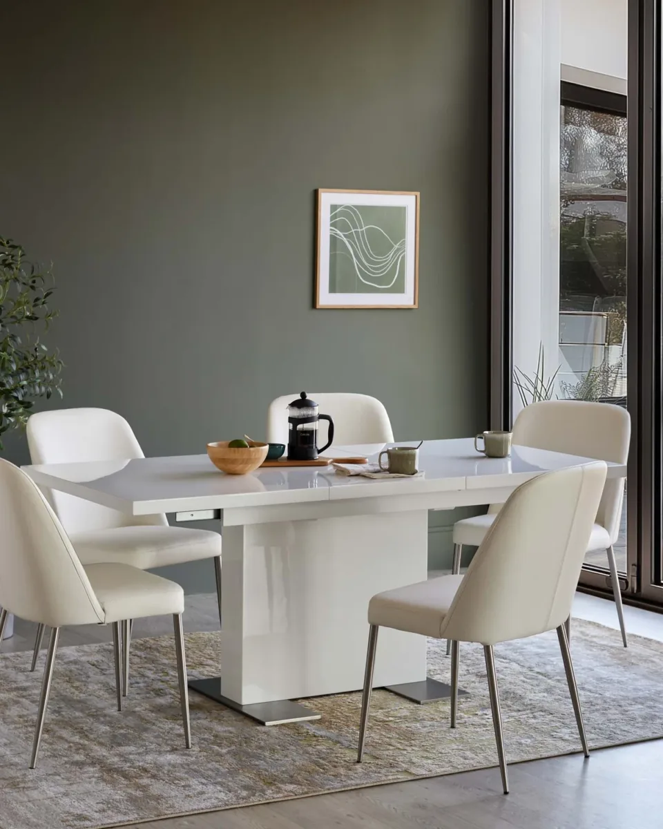 Sanza white gloss extending 6 to 8 seater dining table - Image 2