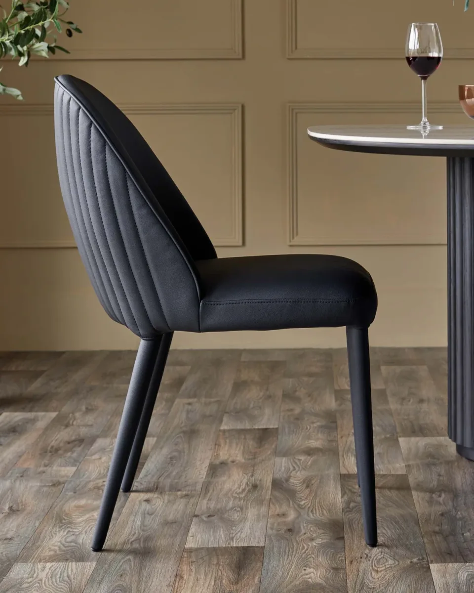 Saylor black faux leather dining chair - set of 2 - Image 3