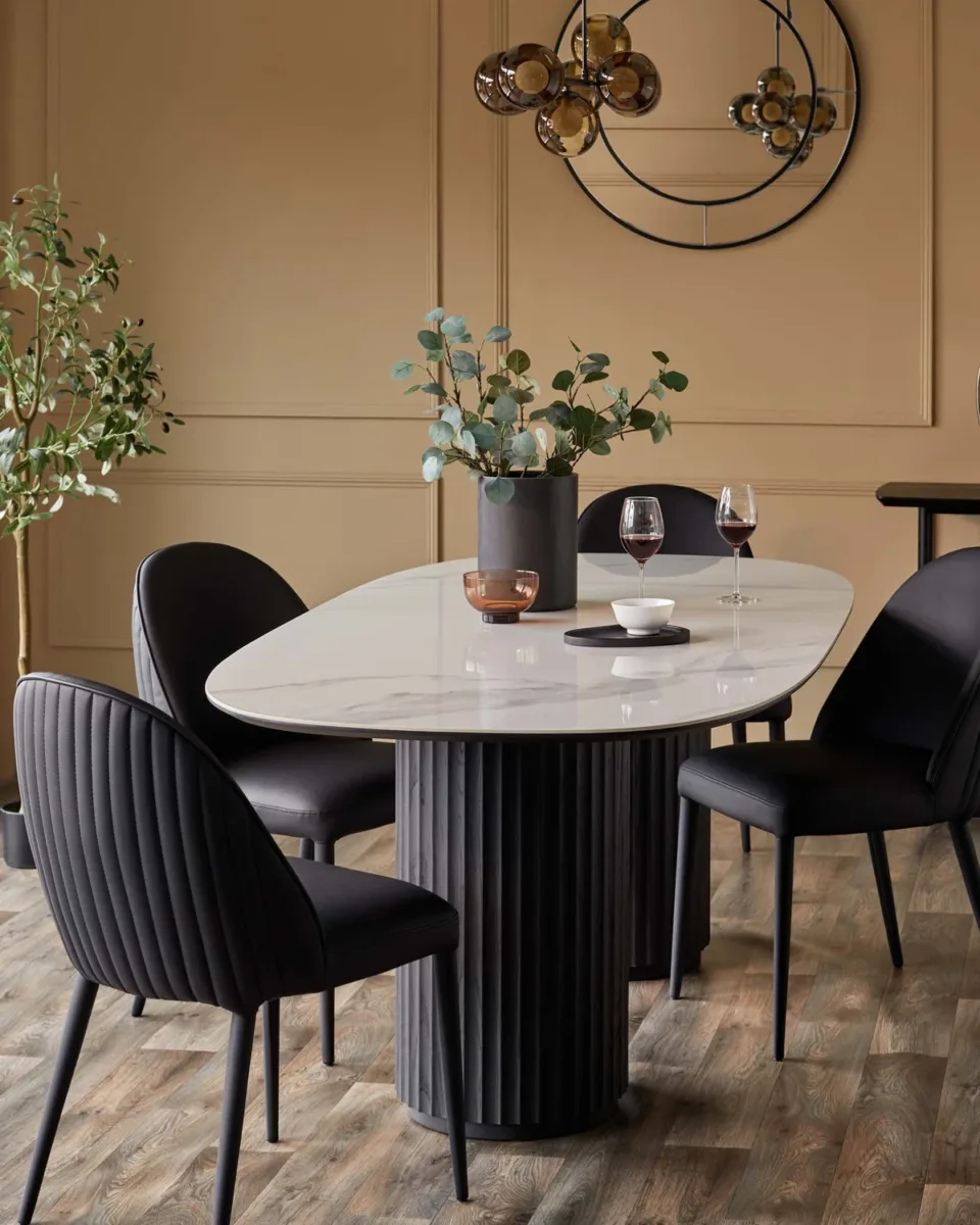 Saylor black faux leather dining chair - set of 2 - Image 4