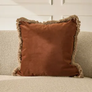 Selvage chocolate large velvet cushion