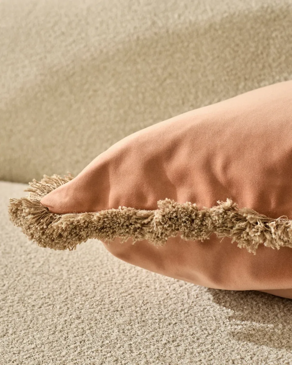 Selvage natural large velvet cushion - Image 3