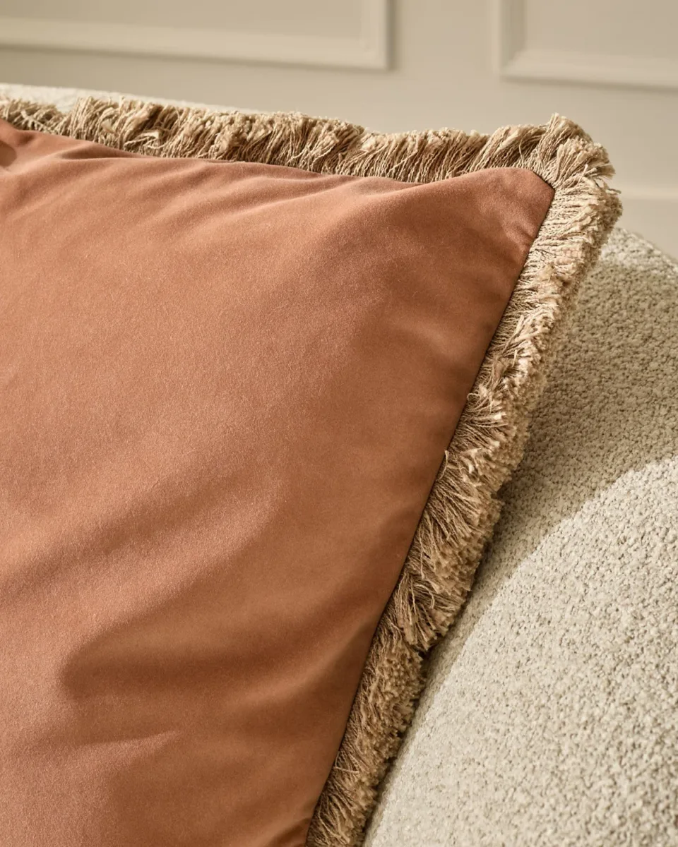 Selvage natural large velvet cushion - Image 2