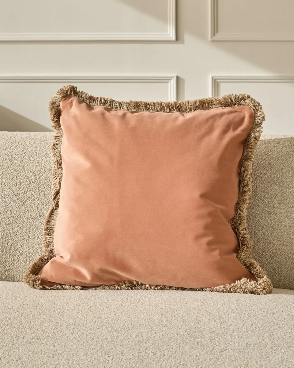 Selvage natural large velvet cushion