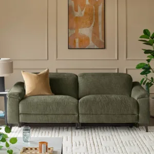 Serene dark green fabric 3 seater recliner sofa