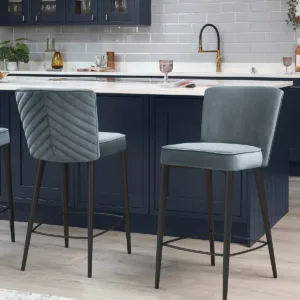 Serena Blue Grey Velvet Bar stool