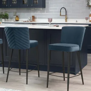 Serena Dark Blue Velvet Bar stool