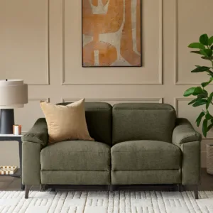 Serene dark green fabric 2 seater recliner sofa