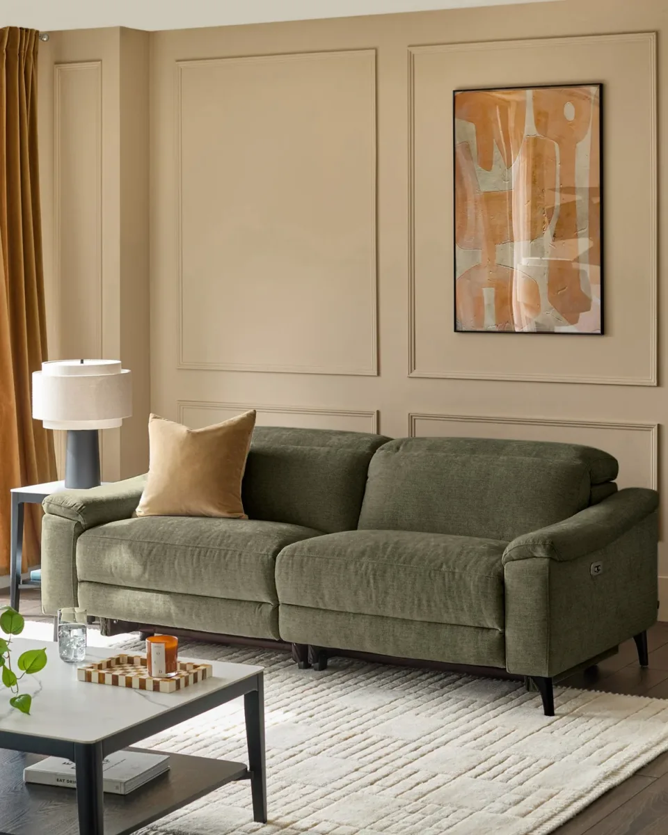 Serene dark green fabric 3 seater recliner sofa - Image 3