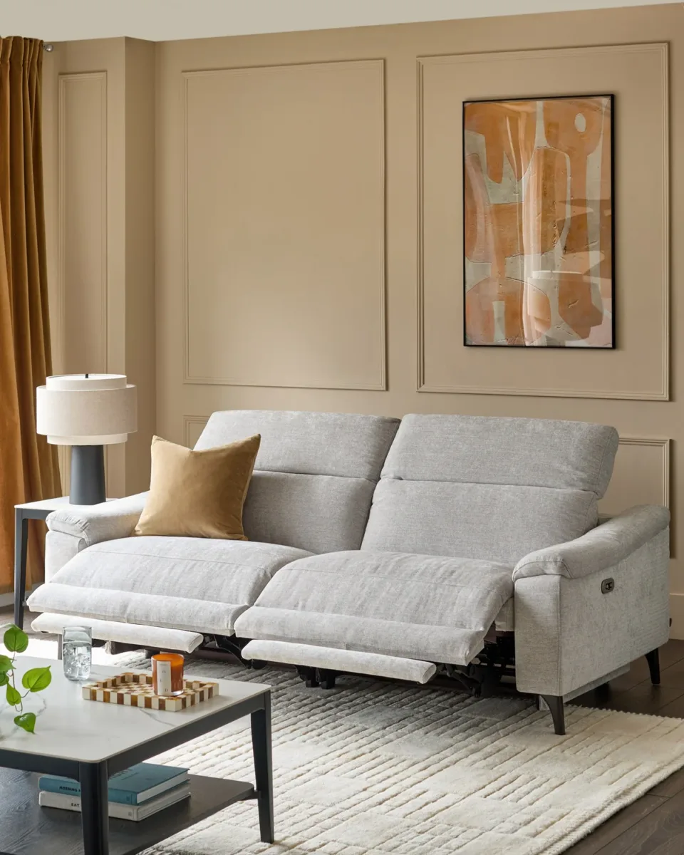 Serene Grey Fabric 3 Seater Recliner Sofa - Image 2