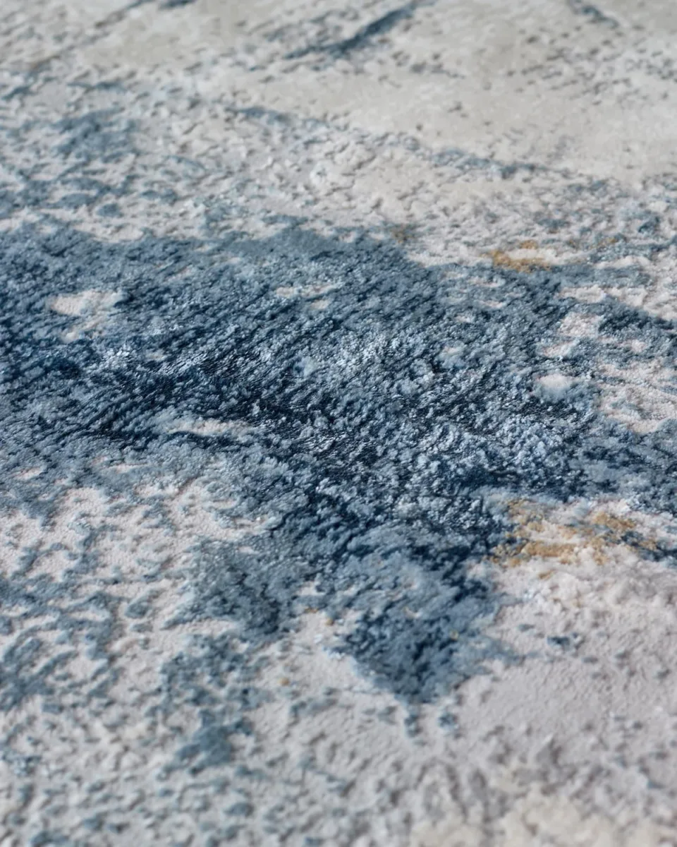 Sienna blue grey textured medium rug - Image 4