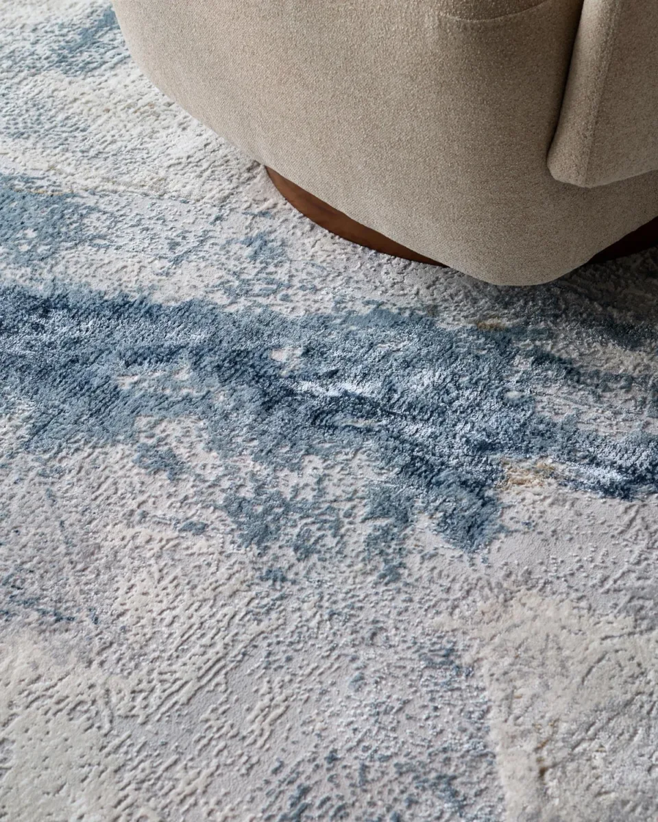 Sienna blue grey textured medium rug - Image 2