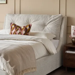 Siesta natural fabric double ottoman storage bed