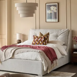 Siesta natural fabric king ottoman storage bed
