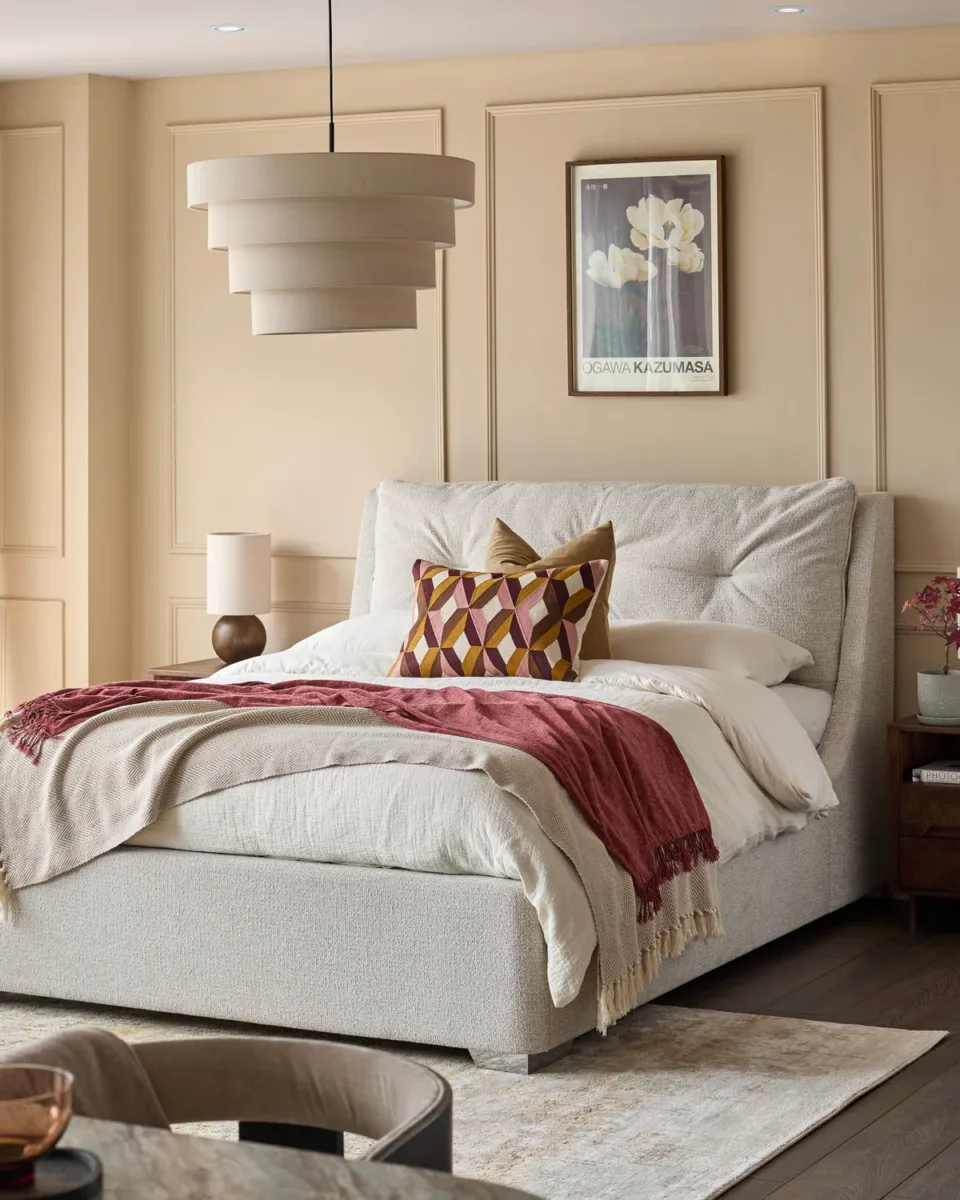 Siesta natural fabric king ottoman storage bed