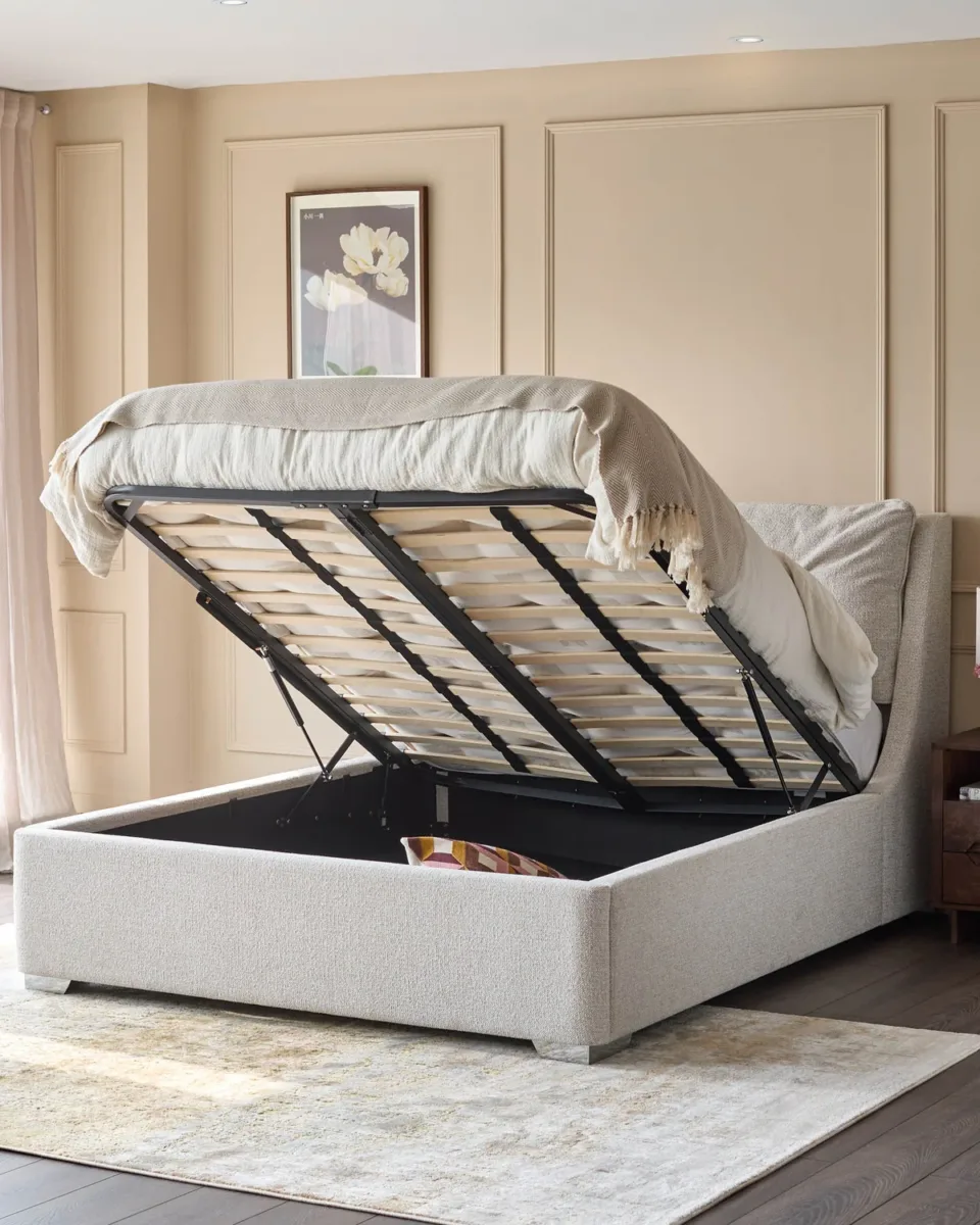 Siesta natural fabric super king ottoman storage bed - Image 3