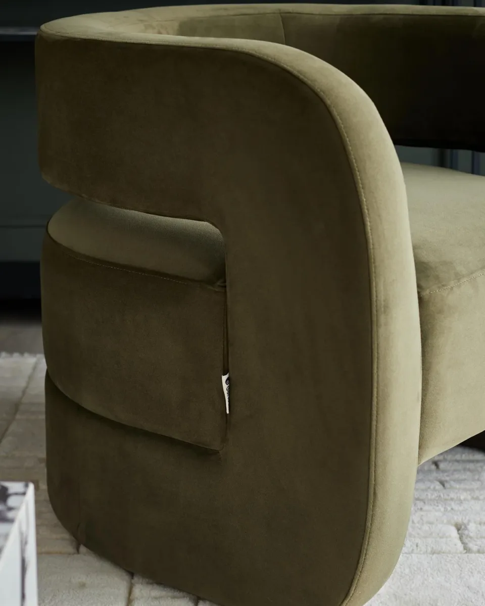 Silas olive green velvet accent chair - Image 3