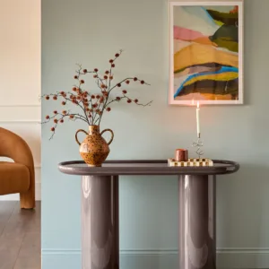 Siravo bronzed mirror with mocha gloss console table