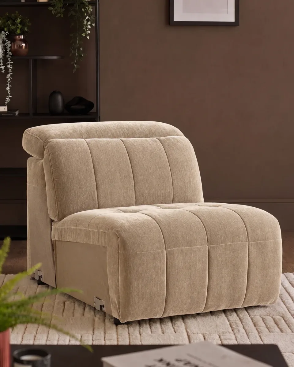 Skye champagne chenille sofa module