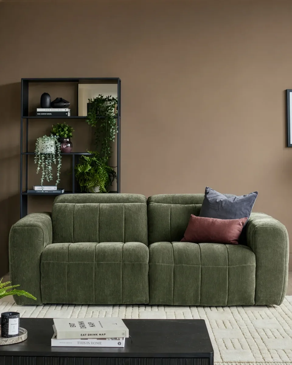 Skye dark green fabric 2 seater sofa