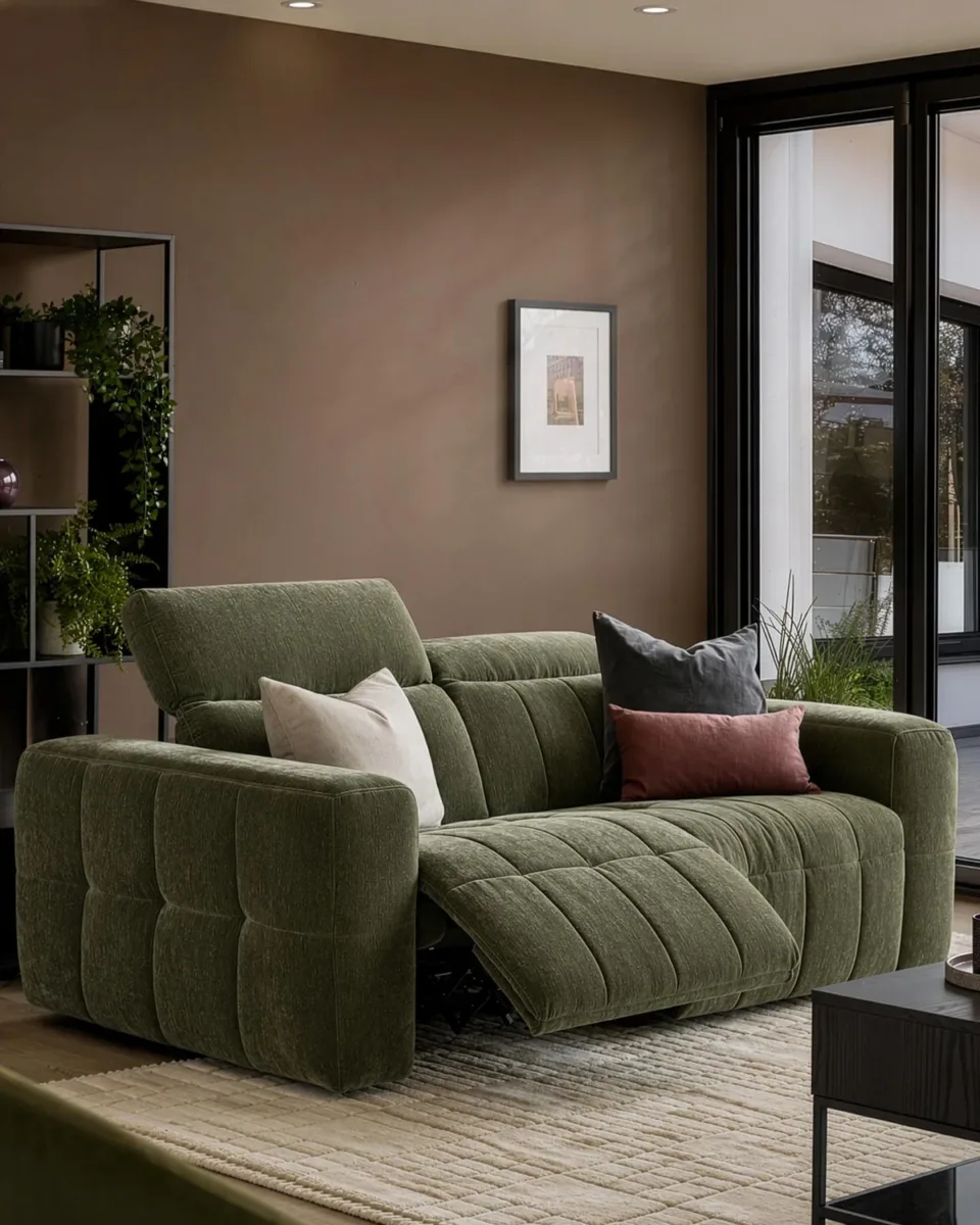 Skye dark green fabric 2 seater sofa - Image 2